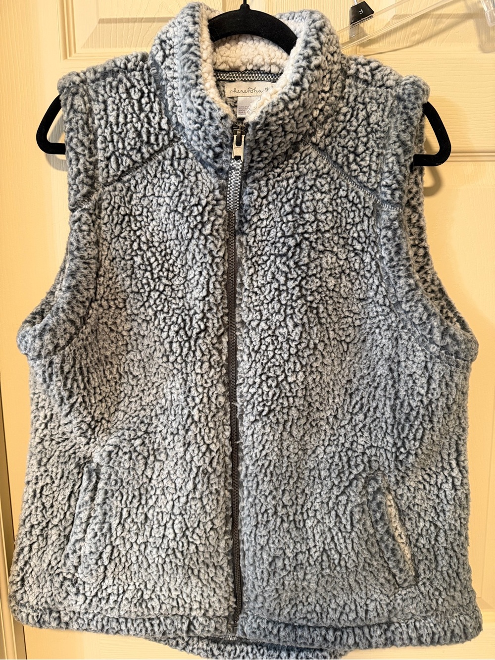 KEREN hart Light Gray Teddy Sherpa Zip Vest